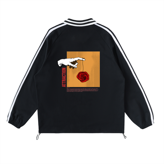 ATTRACTION Contrast Striped Lapel Collar Sweatshirt