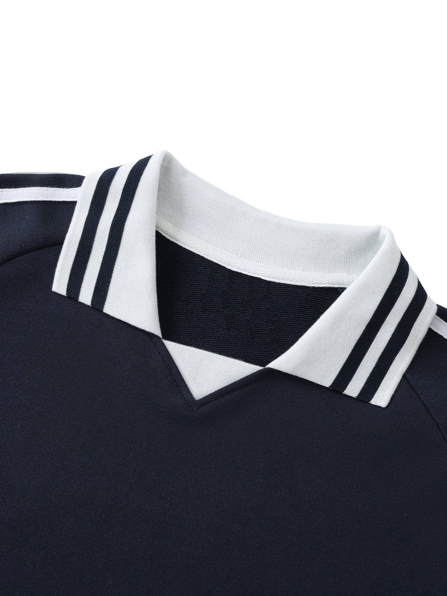 ATTRACTION Contrast Striped Lapel Collar Sweatshirt